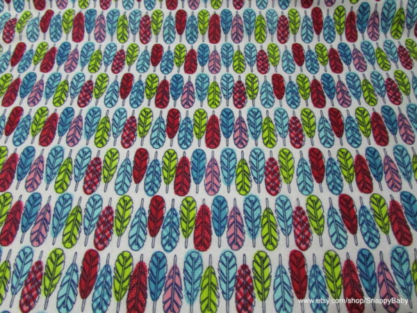 Colorful Feathers Flannel Fabric by the yard
