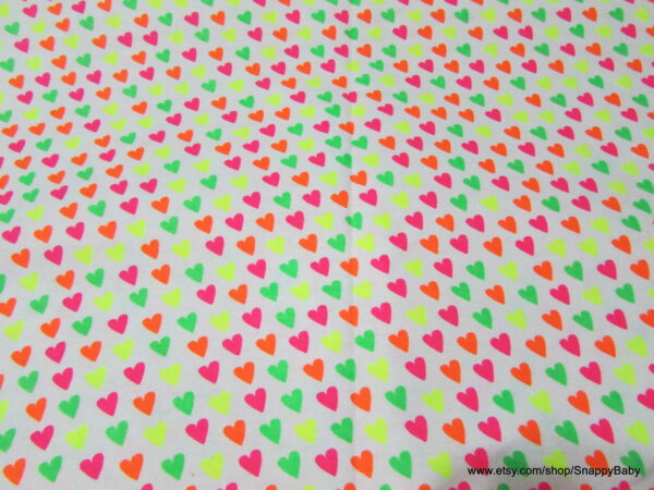Hearts Neon Flannel Fabric by the yard