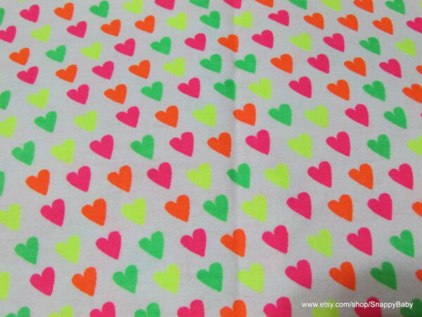 Hearts Neon Flannel Fabric by the yard