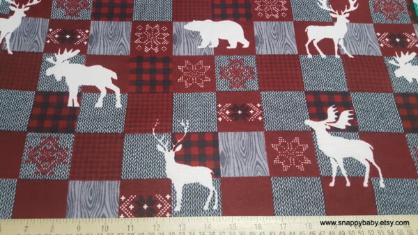 Moose and Stag Patchwork Flannel Fabric
