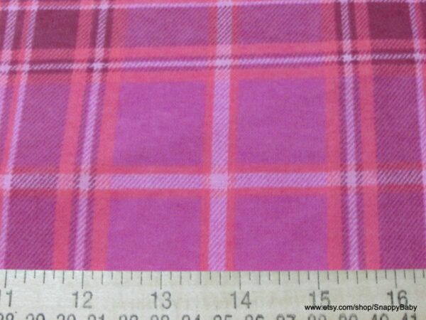 Pink Coral Plaid Flannel Fabric