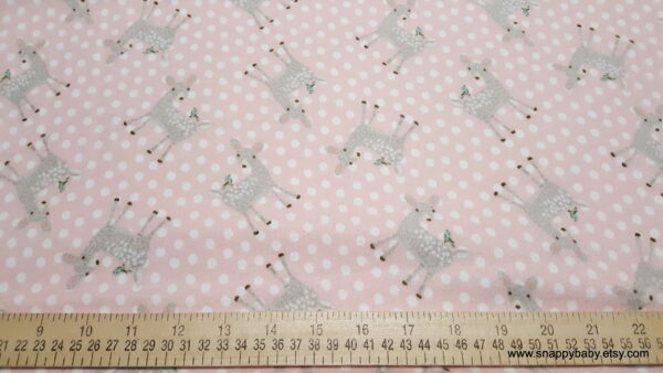Pink Dot Deer Flannel Fabric