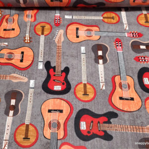 Rustic Guitar Flannel Fabric
