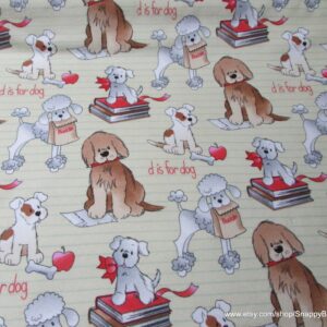 School Doggies on Cream Flannel