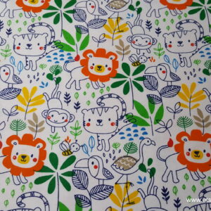 Sketched Jungle Friends Flannel Fabric