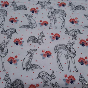Sketched Woodland and Flowers Flannel