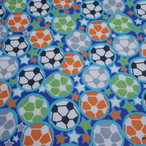 Soccer Balls and Stars Flannel Fabric