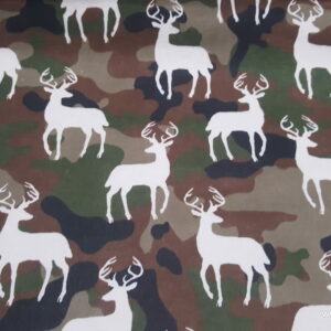 Stag Silhouette on Camo Flannel Fabric