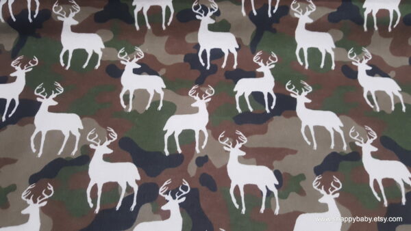 Stag Silhouette on Camo Flannel Fabric