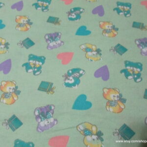 Teddy Bears and Hearts Flannel Fabric