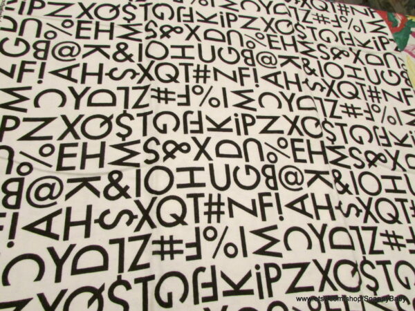 Typography Letters and Symbols Flannel Fabric
