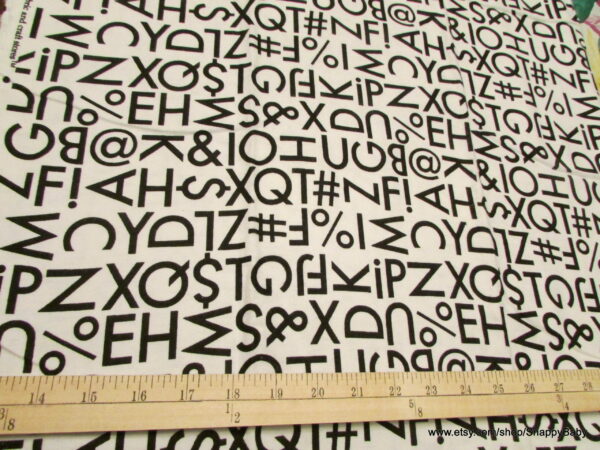 Typography Letters and Symbols Flannel Fabric