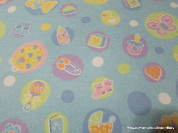 Welcome Baby Blue Flannel Fabric