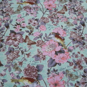 Birds and Flowers Flannel Fabric