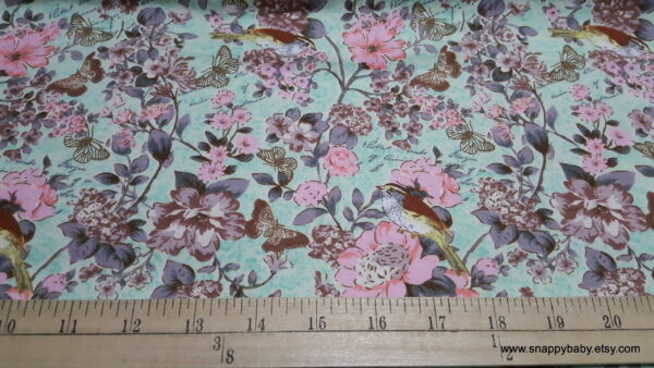 Birds and Flowers Flannel Fabric