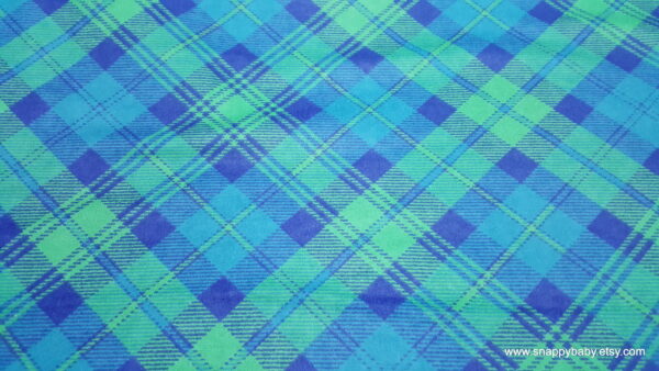Blue Green Bias Plaid Flannel Fabric