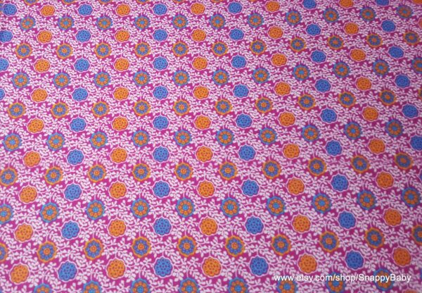 Flannel Fabric - Blue Orange Floral - By the yard - 100% Cotton Flannel ...
