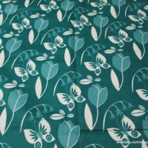 Butterflies and Flowers Teal Flannel