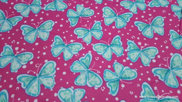 Butterflies on Pink Flannel Fabric