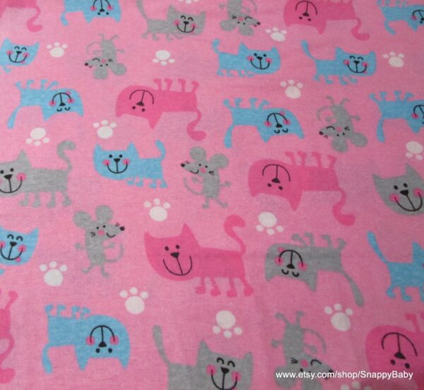Cats and mice Pink Flannel
