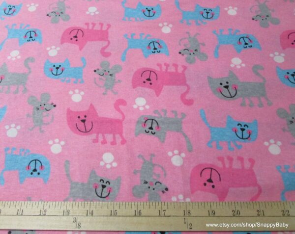 Cats and mice Pink Flannel