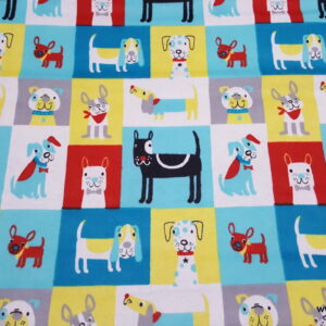 Colorful Puppy Patchwork Flannel Fabric