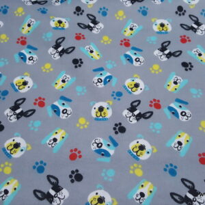 Colorful Pups Tossed Flannel Fabric