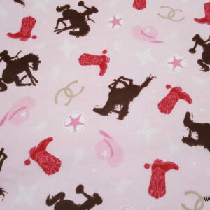 Cowgirl Tossed Pink Flannel Fabric