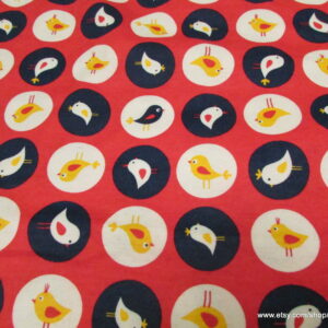 Cutie Birds Red Flannel Fabric