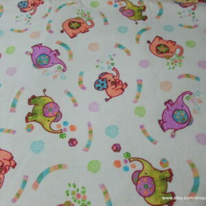 Elephant Party Flannel Fabric