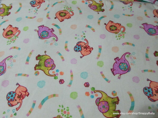 Elephant Party Flannel Fabric