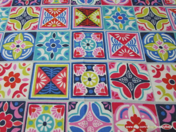 Floral Tile Squares Flannel