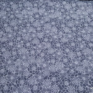 Gray Sketched Flowers Flannel Fabric