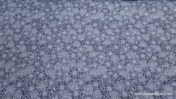 Gray Sketched Flowers Flannel Fabric