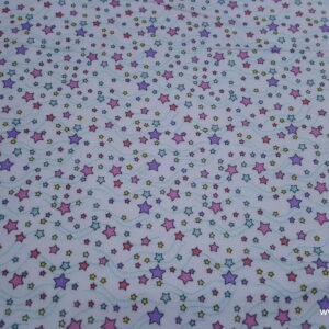 Multi Colored Star Wave on White Flannel Fabric