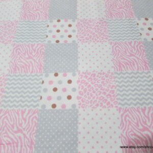 Skin Geo Patch Pink Flannel Fabric
