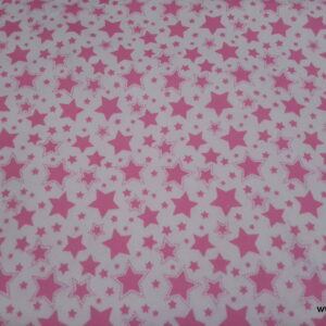 Starry Night Pink on White Flannel Fabric