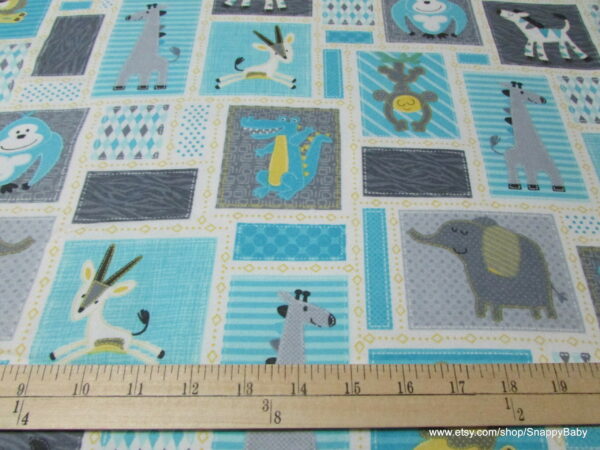Animals in Squares Flannel Fabric