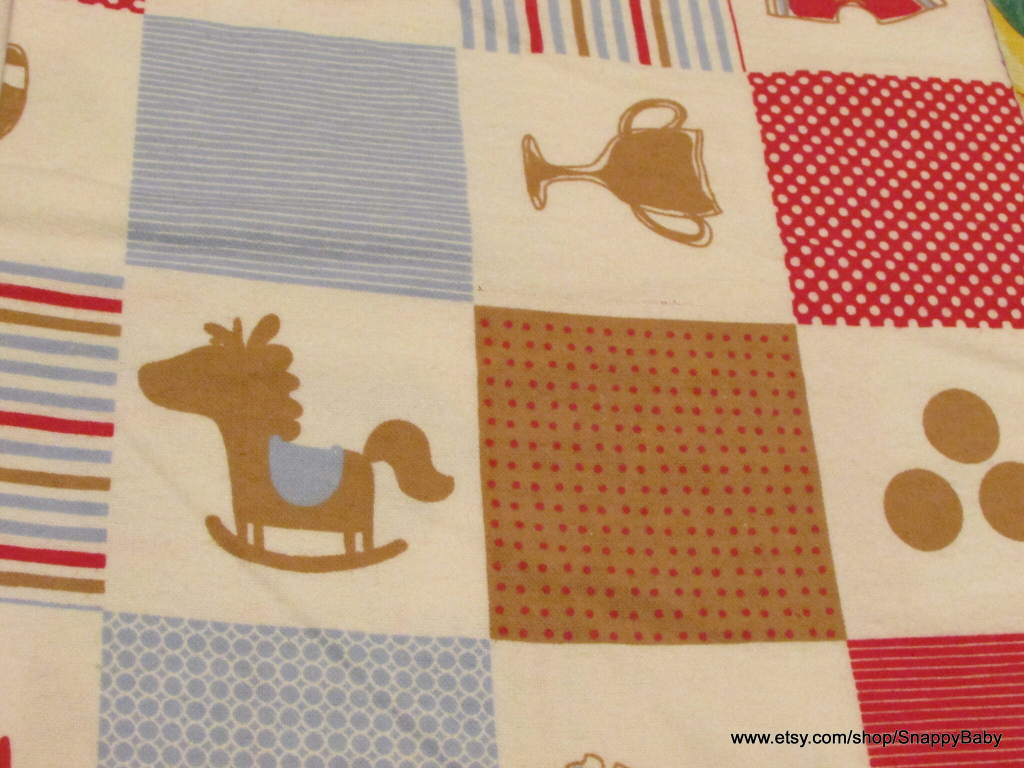 Flannel Fabric Baby Boy Patch Blue and Red By the yard 100