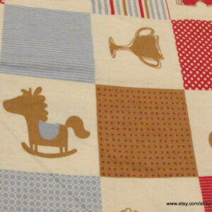 Baby Boy Patch Blue and Red Flannel Fabric