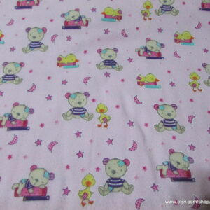 Bear and Duck Pink Flannel Fabric