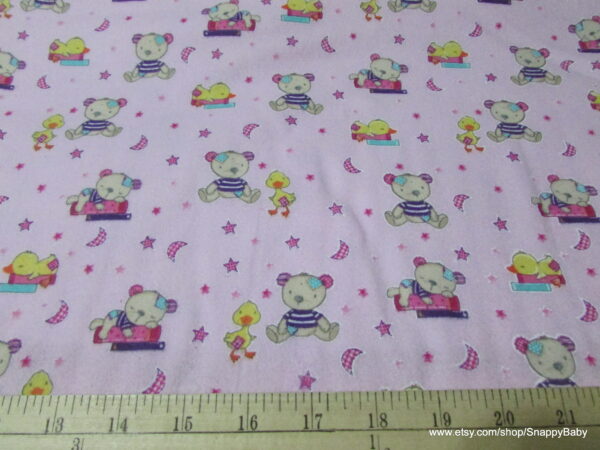 Bear and Duck Pink Flannel Fabric