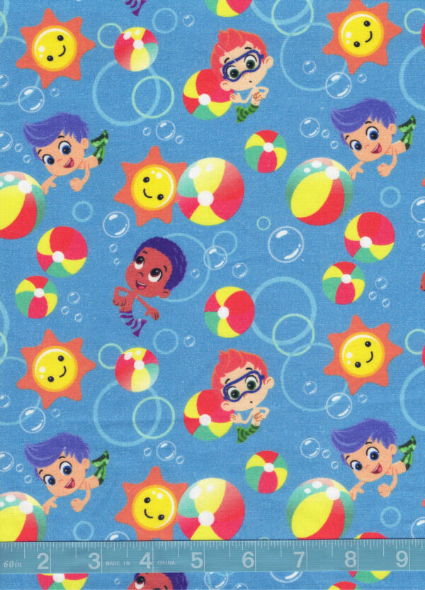 Bubble Guppies Beach Ball Quilt Cotton Fabric By The Yard