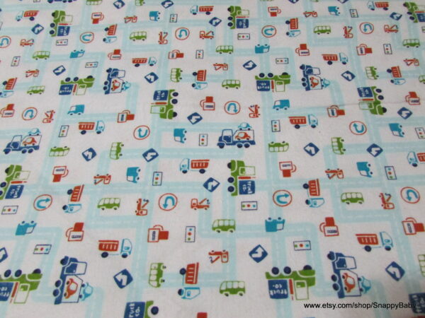 Cars and Trucks Blue Flannel Fabric