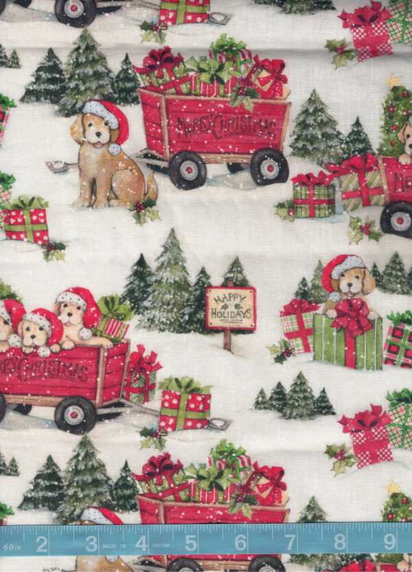 Christmas Puppies by Susan Winget Quilt Cotton Fabric By The Yard