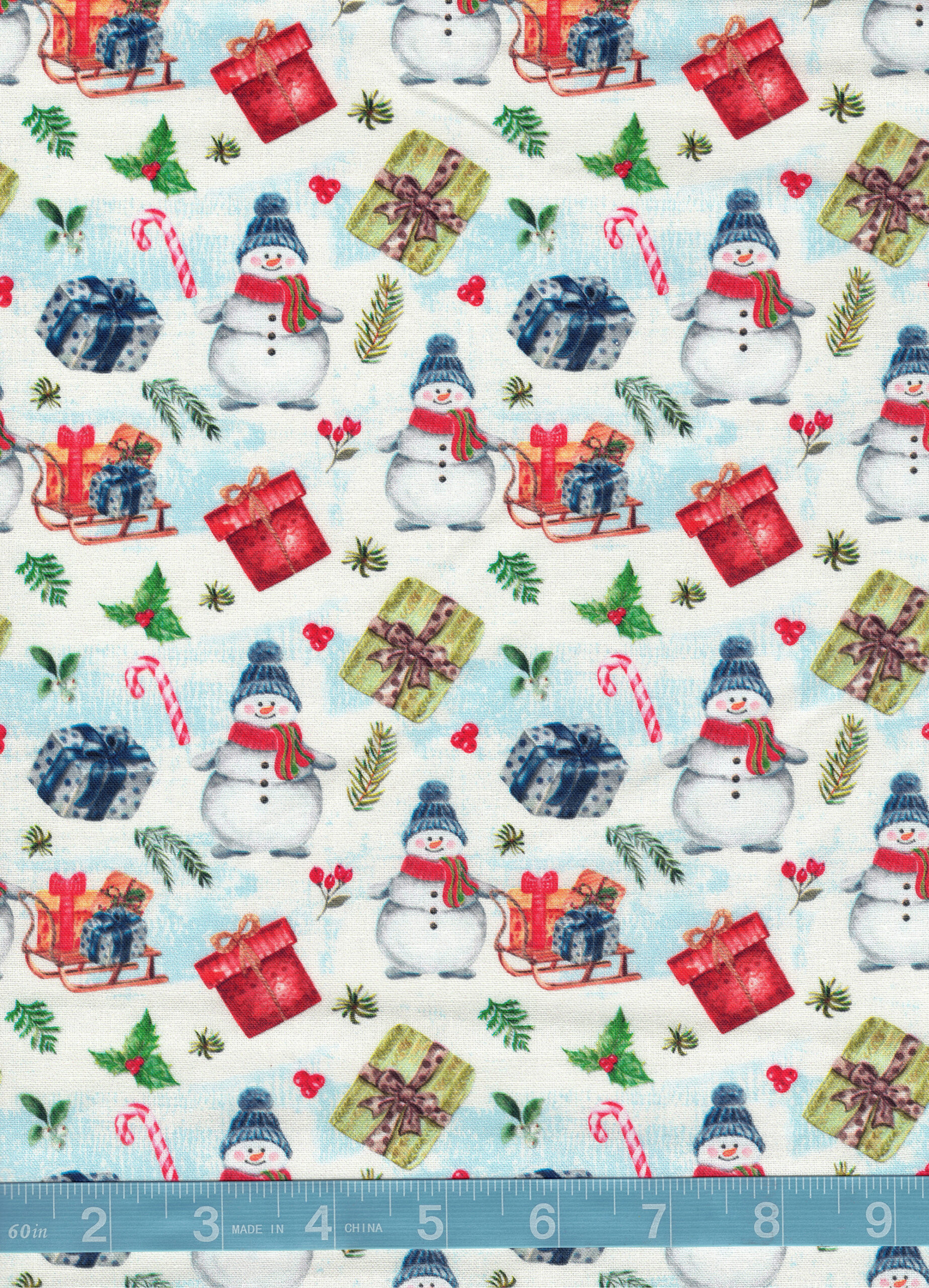 Christmas Snowman Delivers Presents Quilt Cotton Fabric By The Yard -  Merchlet