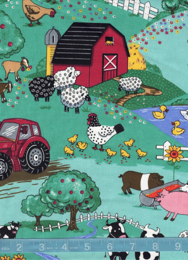 Country Farm Scene 1 Quilt Cotton Fabric By The Yard