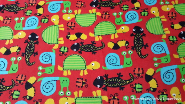 Crawlers on Red Flannel Fabric