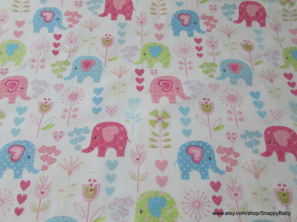 Decorated Elephants on White Flannel