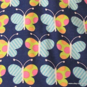 Dotty Butterfly Blue Flannel Fabric